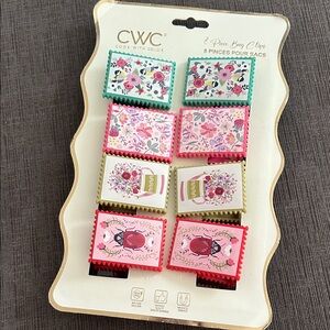 CWC Cook with Color Bag Clips Magnetic 8piece Floral NWT